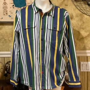 Shinesty Men’s Striped Button-Up Shirt with pockets. Nearly new. XXL